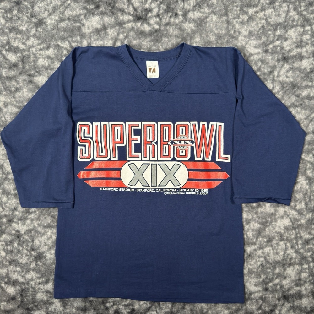 Vintage NFL Super Bowl XIX Shirt San Francisco 49ers Miami Dolphins 1985 Logo 7